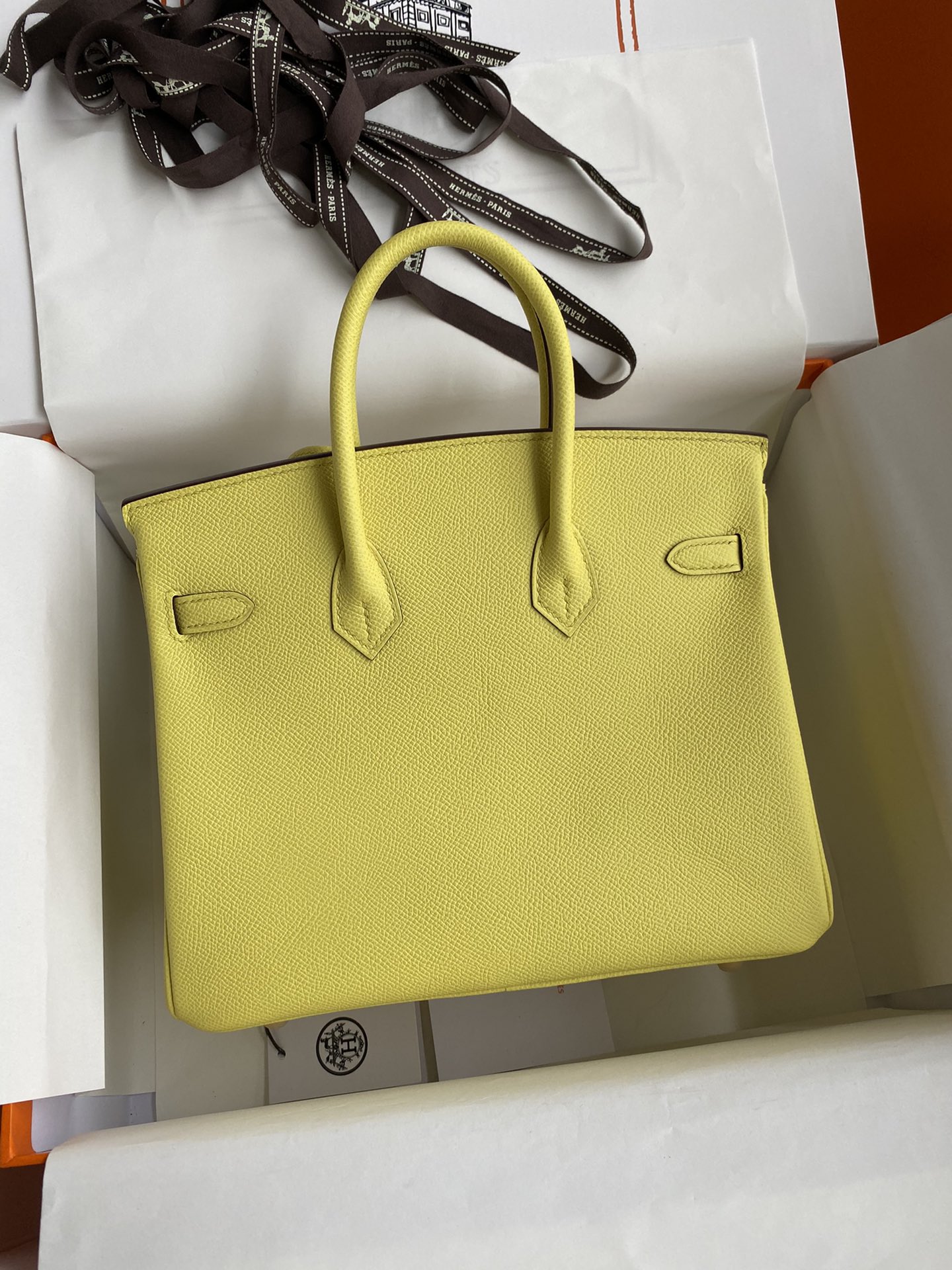 Hermes Birkin 25CM Epsom Leather Handbag Lemon Yellow 